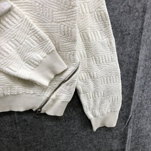 Anthropologie Moth White Sweater Womens S Textured Knit Crewneck Side Zip - Picture 6 of 10